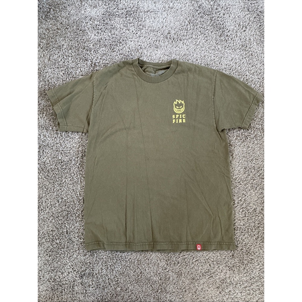 SPITFIRE LIL BIGHEAD T SHIRT GREEN/YELLOW L LARGE KEEPING UNDERGROUND LIT